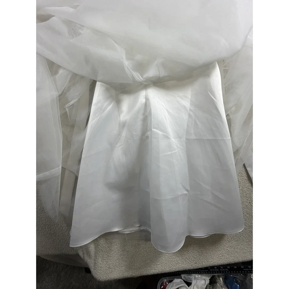 Girls White Tulle Formal Dress Size 130 8-9 Wedding Flower Girl Communion Socks